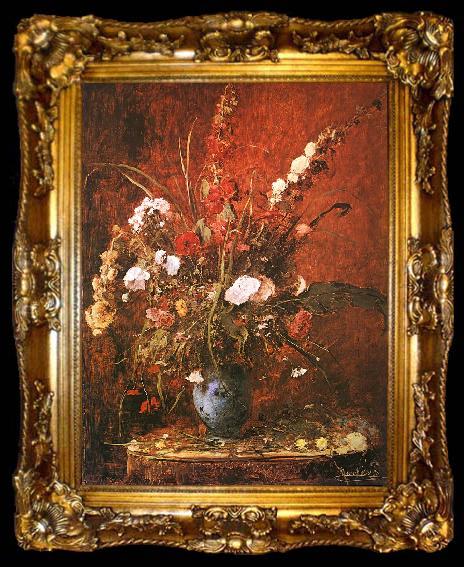 framed  Mihaly Munkacsy Large Flower Piece, ta009-2
